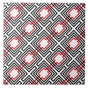 Carreau Géométrique rouge et blanc noir