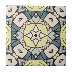 Carreau Géométrique vintage jaune et gris