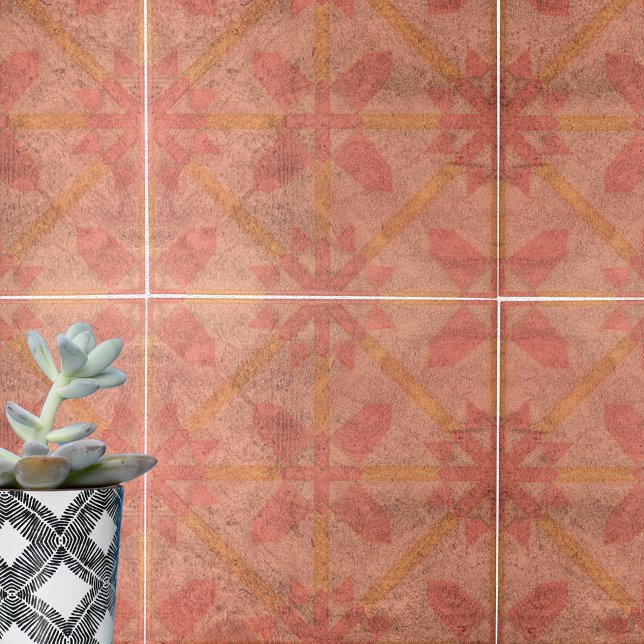 Carreau Géométrique Vintage, rose clair et jaune (Créateur téléchargé)