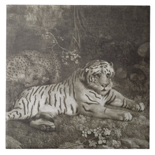 Carreau George Stubbs   deux Tygers, gravé par l'artiste