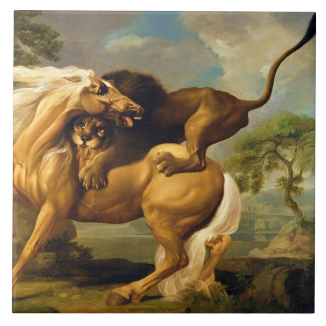 Carreau George Stubbs | un lion attaquant un cheval, (Devant)