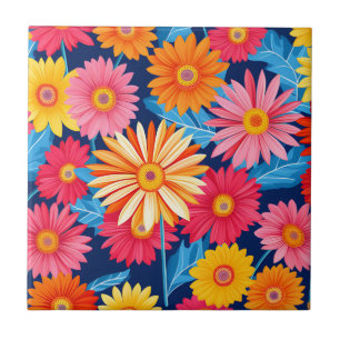 Carreau Gerbera Daisies Vibrant Plante Fleurs
