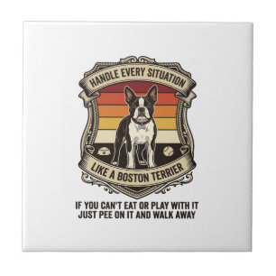 Carreau Gérer chaque situation Boston Terrier Chien Couche