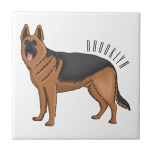 Carreau German shepherd dog cartoon illustration
