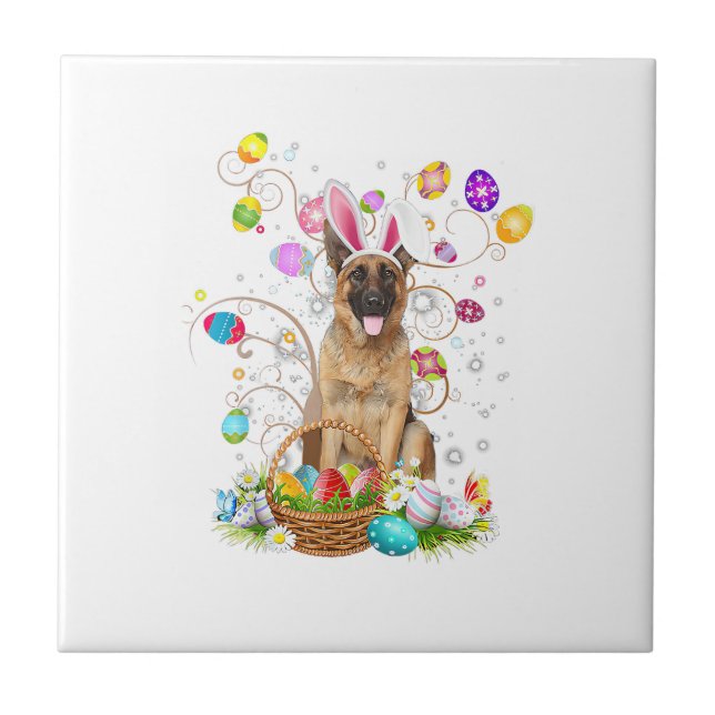 Carreau German Shepherd Dog Easter Egg Hunting Basket East (Devant)