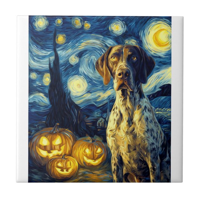 Carreau German Shorthaired Pointer 1 Chien Mignon Hallowee (Devant)