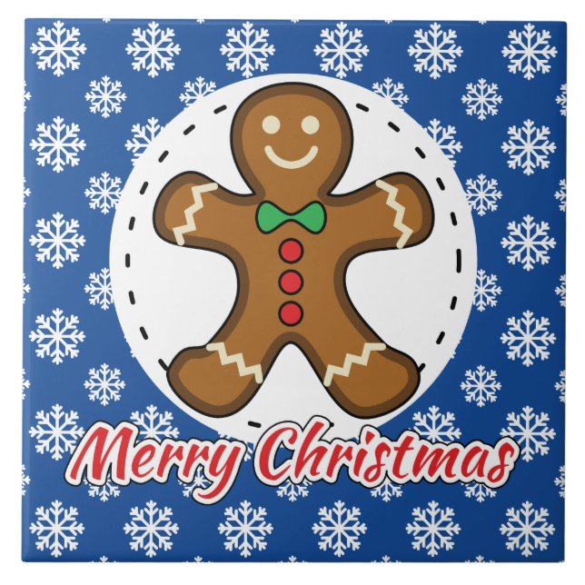 Carreau Gingerbread - Patters bleus - Merry Xmas (Devant)