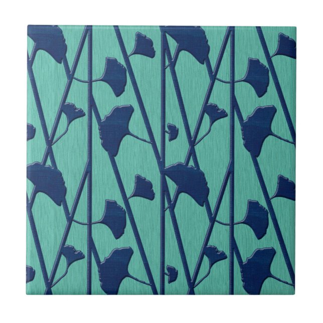 Carreau ginkgo bleu (Devant)