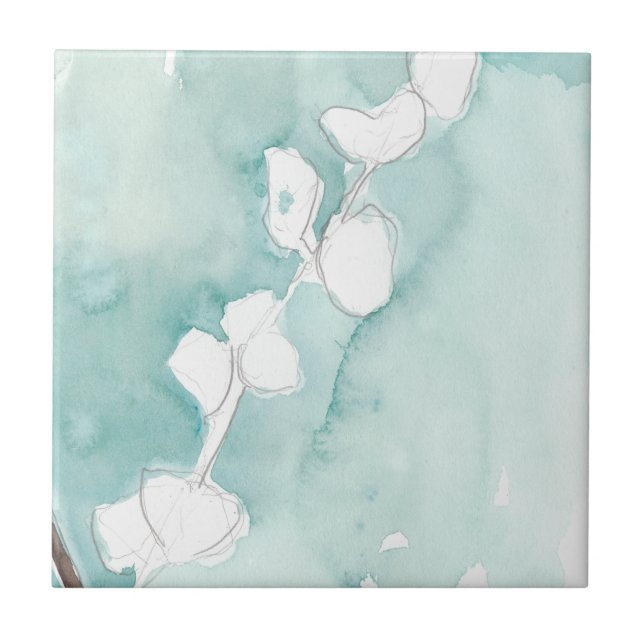 Carreau Ginkgo sur Dusty Turquoise - Blanc (Devant)