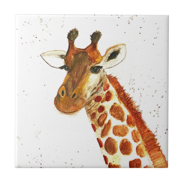 Carreau Girafe aquarelle animaux Safari African Jungle (Devant)