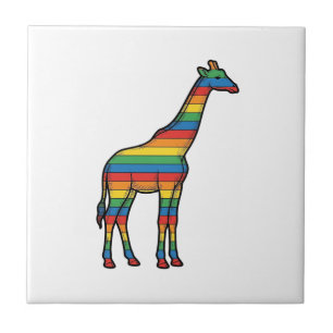 Carreau Girafe Arc-en-Ciel Gravure Vintage Design Vectorie