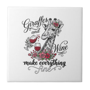 Carreau Girafes Et Vin Gravure Vintage Design De T-Shirt_1