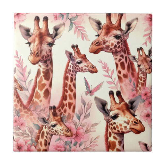 Carreau Giraffe à l'aquarelle (Devant)
