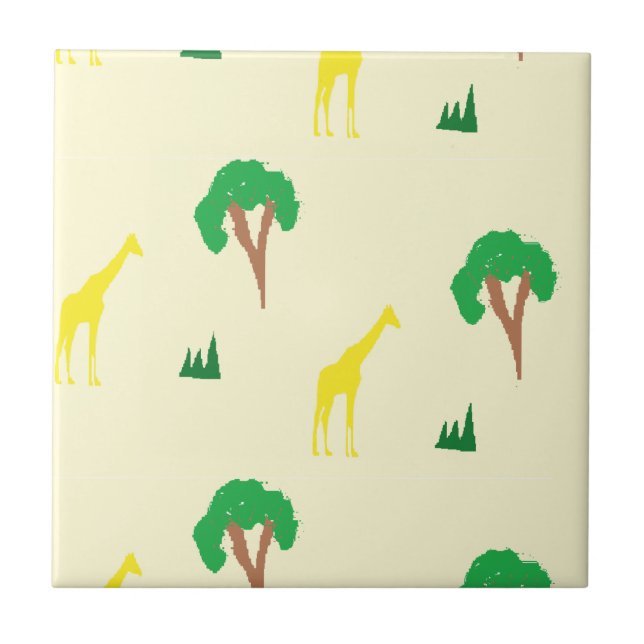 Carreau Giraffe et motif d'arbre (Devant)