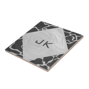Carreau Giraffe Monogramme noir et gris clair