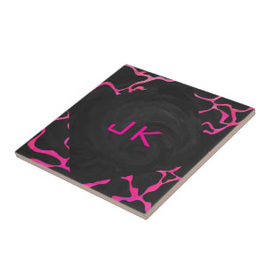 Carreau Giraffe rose chaude et noire