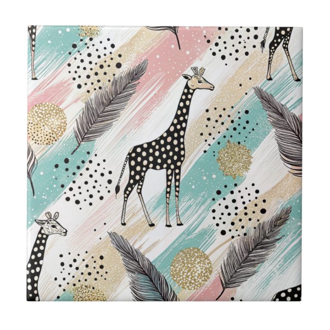 Carreau Giraffe Whimsical Polka Dot Motif - Pastel (Devant)