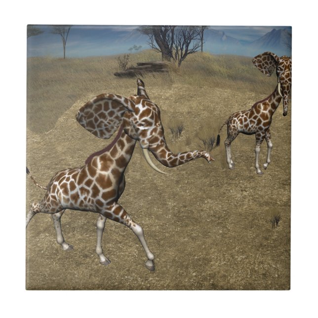 Carreau Giraffes d'éléphants mignons (Devant)