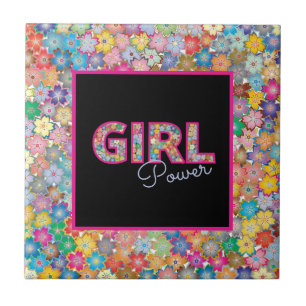 Carreau Girl Power Fille rose belles femmes Fleurs sauva