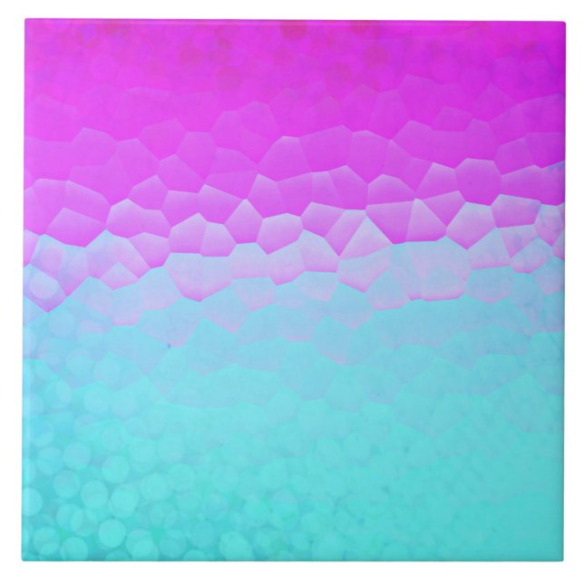 Carreau Girly Purple Turquoise ombre Mosaic Bokeh Pattern (Devant)