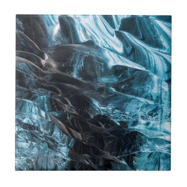 Carreau Glace Bleue Abstraite Dans une Grotte de Glace (Devant)