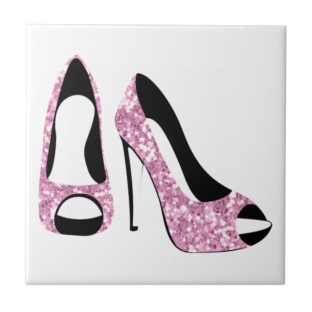 Carreau Glam Girly rose talons hauts (Devant)