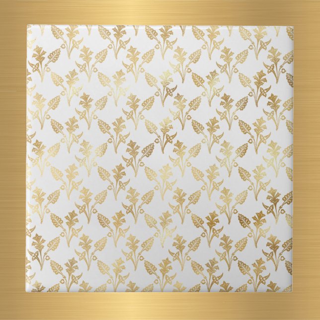 Carreau Glam Gold Floral Blanc (Créateur téléchargé)