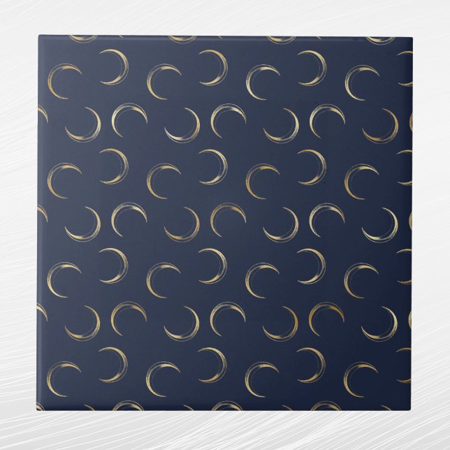 Carreau Glam Gold Moons Navy Blue (Créateur téléchargé)