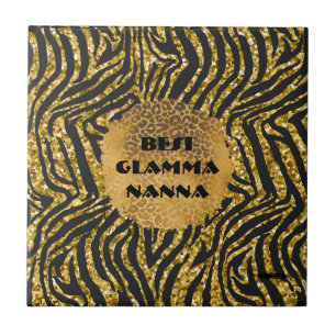 Carreau Glam-ma Poster de animal noir glam-ma Grandma or