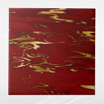 Carreau Glam Red Gold Faux Marbre Noël<br><div class="desc">Motif en marbre glam rouge et or</div>