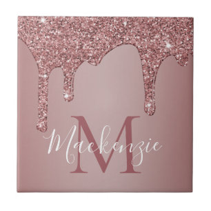 Carreau Glam Rose Gold Sparkle Parties scintillant  Monogr
