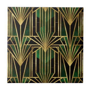 Carreau Glamour Art Déco Or Émeraude