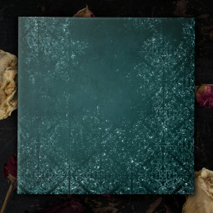 Carreau Glimmery Turquoise Grunge Riche verre vert foncé