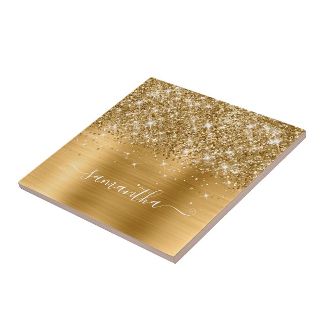 Carreau Glittery Gold Girl Signature Calligraphie (Côté)