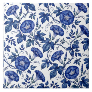 Carreau Glorieuses du matin Bleu Cobalt Blanc de style Del