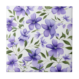 Carreau Glycine bleu floral aquarelle violet élégant 