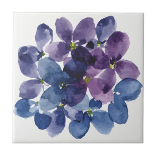 Carreau Glycine bleu floral aquarelle violet élégant 
