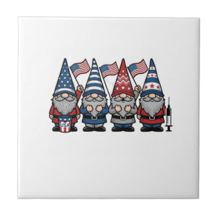 Carreau Gnome infirmière patriotique Gravure vintage vecto