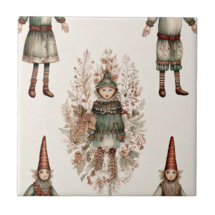 Carreau Gnomes de la forêt fantaisiste & Botanique (2)