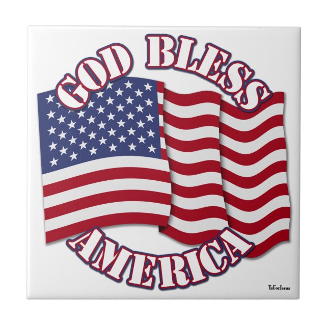 Carreau God Bless American and USA Flag (Devant)