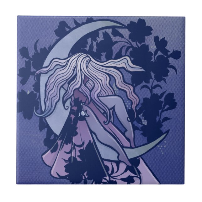 Carreau Goddess de lune violette Wiccan Triple Moon Symbol (Devant)