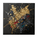 Carreau Gold And Navy Abstract Splash Modern Luxury Art<br><div class="desc">Dramatic explosion of molten gold meets deep navy and bold crimson in this striking abstract composition. Fluid metallic brushstrokes,  rich texture splatters,  and shimmering gold accents create an intense,  sophisticated,  contemporary feel.</div>