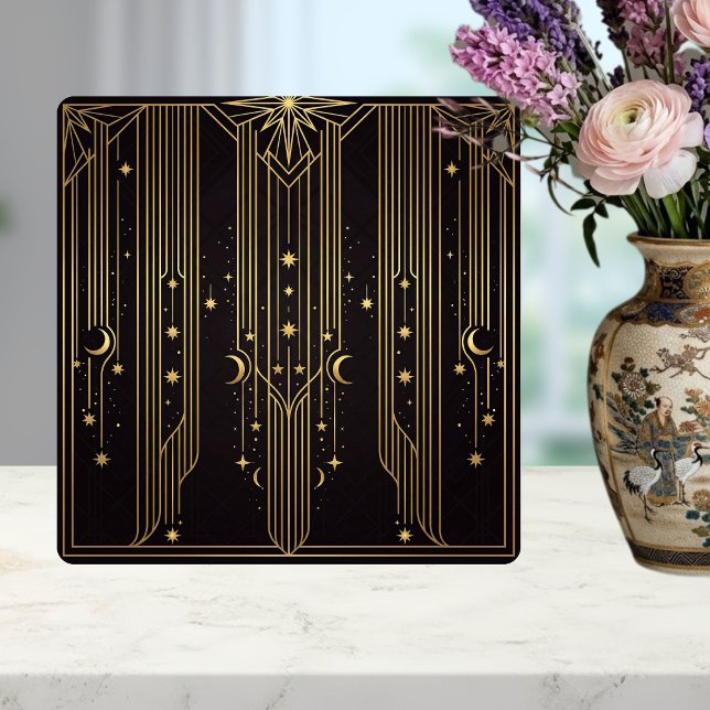 Carreau Gold Art Deco Celestial Stars Moons Pattern  (Créateur téléchargé)