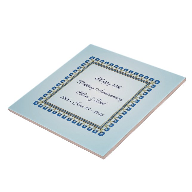 Carreau Gold Blue Sapphire 45e anniversaire Mariage (Côté)