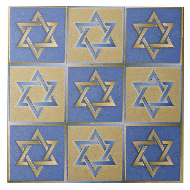 Carreau Gold Blue Star de David Art Panels (Devant)
