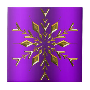 Carreau Gold Christmas Star sur Purple