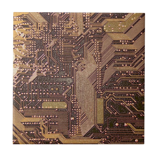 Carreau Gold Cyber Circuit Board Tech Art Electronique (Devant)