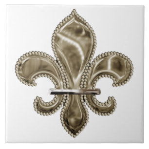 Carreau Gold Fleur de Lis Carré Carrelage en céramique 6 p