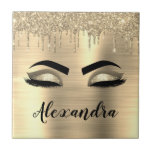 Carreau Gold Glitter Sparkle Eyelashes Monogram<br><div class="desc">Gold Faux Foil Parties scintillant d'étincelle métallique broyée Monogramme en métal Nom et cils initiaux (cils),  Extensions d'éyélash et carreaux décoratifs des yeux. Le design fait le cadeau parfait pour 16 ans,  mariage,  douche nuptiale,  anniversaire,  baby shower ou bachelorette pour quelqu'un à la recherche d'un style cool tendance.</div>