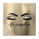 Carreau Gold Glitter Sparkle Eyelashes Monogram<br><div class="desc">Gold Faux Foil Parties scintillant d'étincelle métallique broyée Monogramme en métal Nom et cils initiaux (cils),  Extensions d'éyélash et carreaux décoratifs des yeux. Le design fait le cadeau parfait pour 16 ans,  mariage,  douche nuptiale,  anniversaire,  baby shower ou bachelorette pour quelqu'un à la recherche d'un style cool tendance.</div>